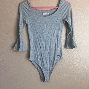 Abercrombie & Fitch Light Gray Ribbed 3/4 bell sleeves Bodysuit NWT